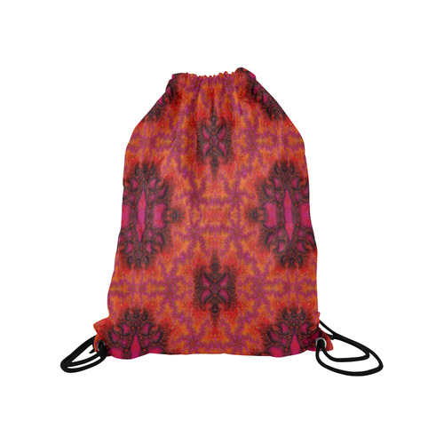 Pink Orange 3D Fractal Pattern Medium Drawstring Bag Model 1604 (Twin Sides) 13.8"(W) * 18.1"(H)