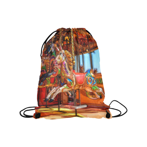 Take A Ride On The Merry-go-round Medium Drawstring Bag Model 1604 (Twin Sides) 13.8"(W) * 18.1"(H)