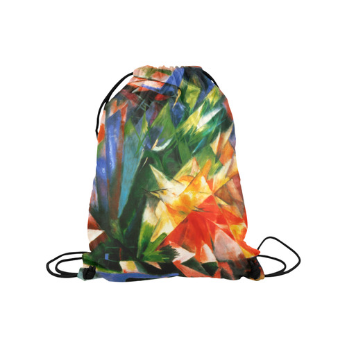 Birds by Franz Marc Medium Drawstring Bag Model 1604 (Twin Sides) 13.8"(W) * 18.1"(H)