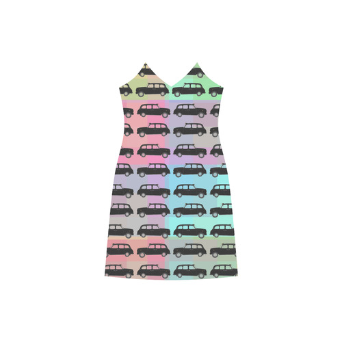 London Taxi Cab Pattern V-Neck Open Fork Long Dress(Model D18)