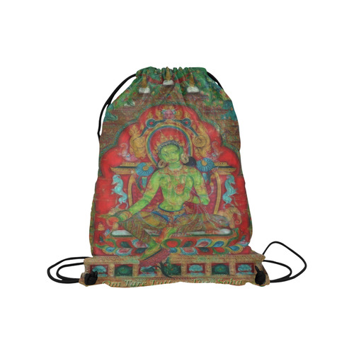 Green Tara from Tibetan Buddhism Medium Drawstring Bag Model 1604 (Twin Sides) 13.8"(W) * 18.1"(H)
