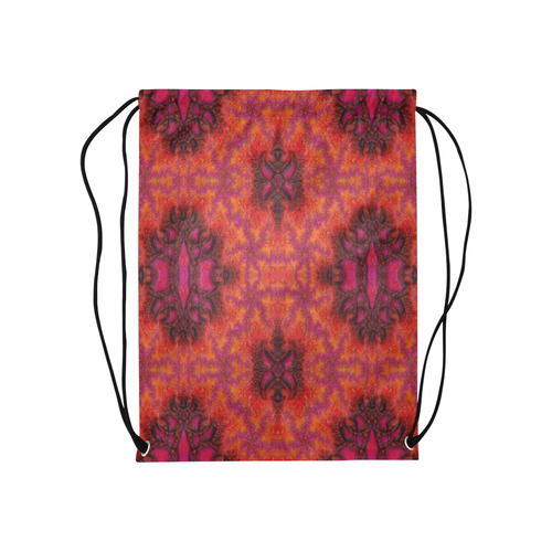 Pink Orange 3D Fractal Pattern Medium Drawstring Bag Model 1604 (Twin Sides) 13.8"(W) * 18.1"(H)