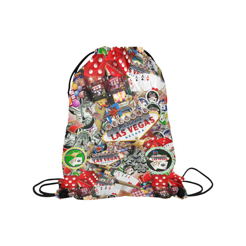 Las Vegas Icons - Gamblers Delight Medium Drawstring Bag Model 1604 (Twin Sides) 13.8"(W) * 18.1"(H)