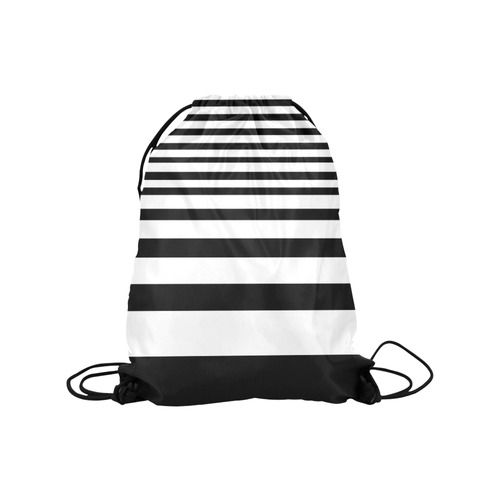 Black & White Bars Medium Drawstring Bag Model 1604 (Twin Sides) 13.8"(W) * 18.1"(H)