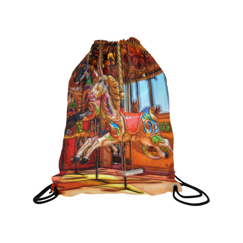 Take A Ride On The Merry-go-round Medium Drawstring Bag Model 1604 (Twin Sides) 13.8"(W) * 18.1"(H)