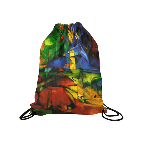 Deers in Wood by Franz Marc Medium Drawstring Bag Model 1604 (Twin Sides) 13.8"(W) * 18.1"(H)