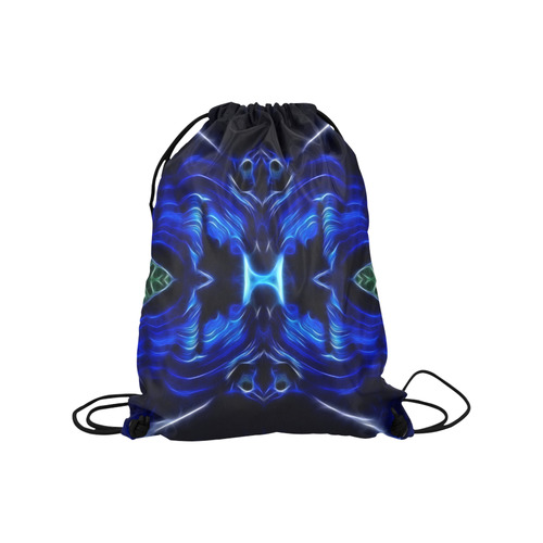 Darkblue-lightblue Lines in move Medium Drawstring Bag Model 1604 (Twin Sides) 13.8"(W) * 18.1"(H)