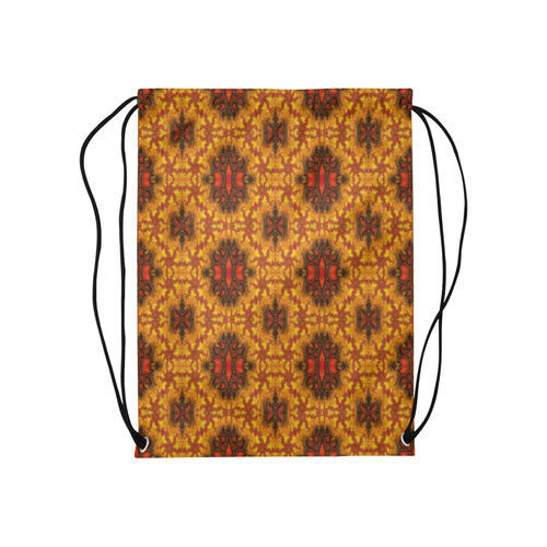 Yellow Orange Fractal Pattern Medium Drawstring Bag Model 1604 (Twin Sides) 13.8"(W) * 18.1"(H)