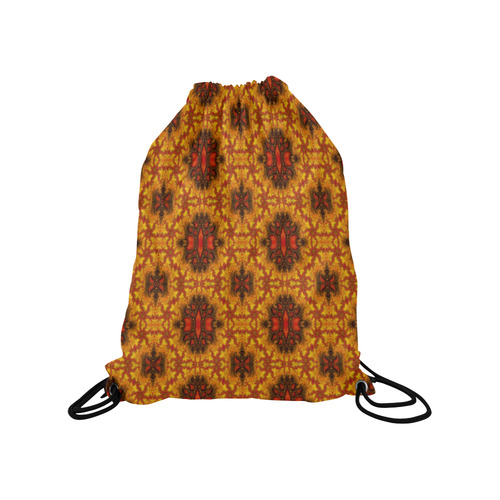 Yellow Orange Fractal Pattern Medium Drawstring Bag Model 1604 (Twin Sides) 13.8"(W) * 18.1"(H)