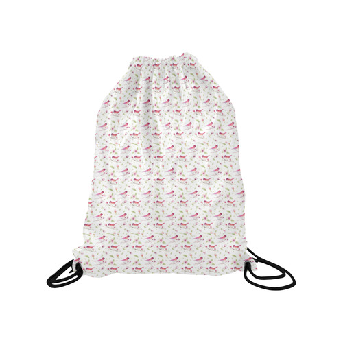 Lovely Pattern with Birds and Flowers Medium Drawstring Bag Model 1604 (Twin Sides) 13.8"(W) * 18.1"(H)