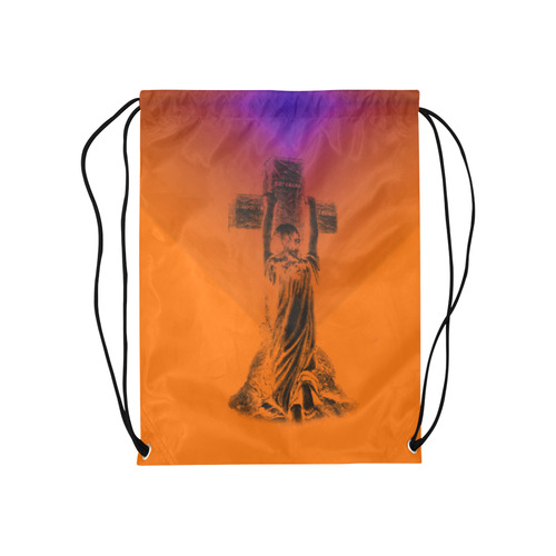 Praying To The Angels Medium Drawstring Bag Model 1604 (Twin Sides) 13.8"(W) * 18.1"(H)