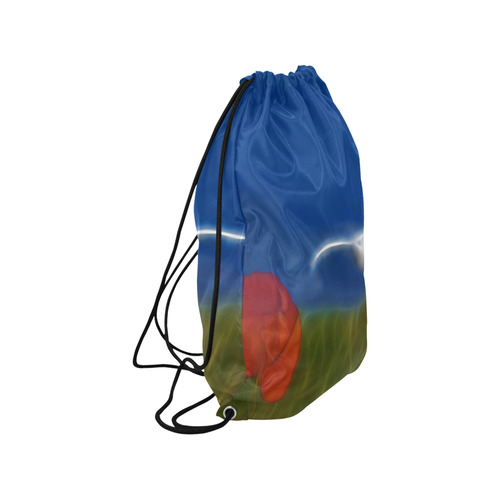 Wonderfull Summer with Seagull and Poppy Medium Drawstring Bag Model 1604 (Twin Sides) 13.8"(W) * 18.1"(H)