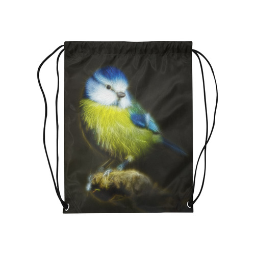 Little Cute Blue Tit Medium Drawstring Bag Model 1604 (Twin Sides) 13.8"(W) * 18.1"(H)