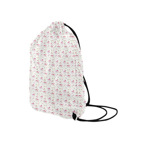 Lovely Pattern with Birds and Flowers Medium Drawstring Bag Model 1604 (Twin Sides) 13.8"(W) * 18.1"(H)