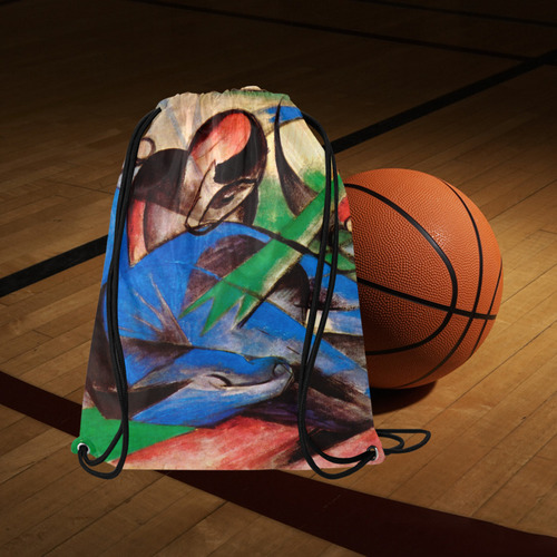 Dreaming Horse by Franz Marc Medium Drawstring Bag Model 1604 (Twin Sides) 13.8"(W) * 18.1"(H)