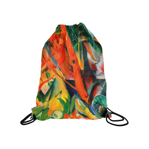 In The Rain by Franz Marc Medium Drawstring Bag Model 1604 (Twin Sides) 13.8"(W) * 18.1"(H)