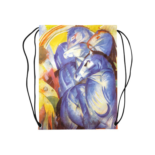 The Tower Of The Blue Horses by Franz Marc Medium Drawstring Bag Model 1604 (Twin Sides) 13.8"(W) * 18.1"(H)