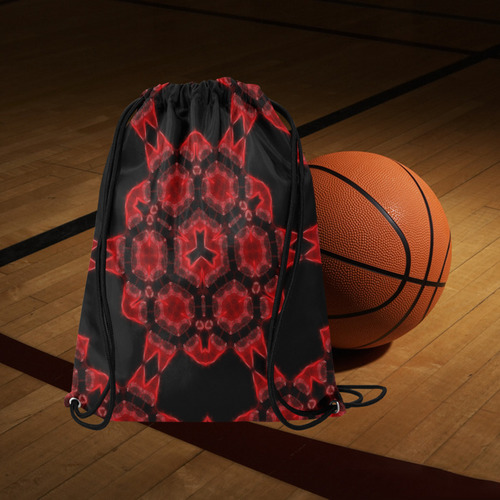 Red Alaun Mandala Medium Drawstring Bag Model 1604 (Twin Sides) 13.8"(W) * 18.1"(H)