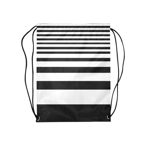 Black & White Bars Medium Drawstring Bag Model 1604 (Twin Sides) 13.8"(W) * 18.1"(H)