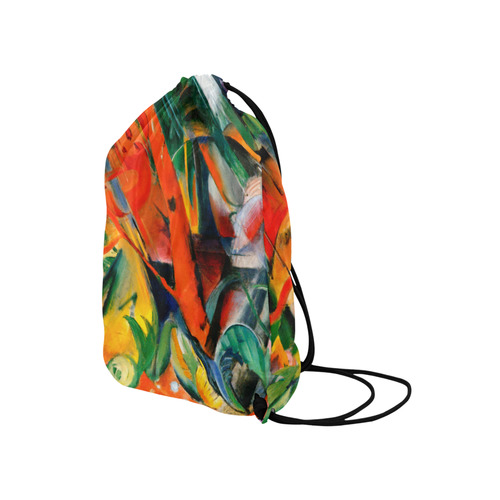 In The Rain by Franz Marc Medium Drawstring Bag Model 1604 (Twin Sides) 13.8"(W) * 18.1"(H)