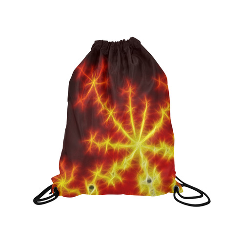 Fractal Explosion In Red And Yellow Medium Drawstring Bag Model 1604 (Twin Sides) 13.8"(W) * 18.1"(H)