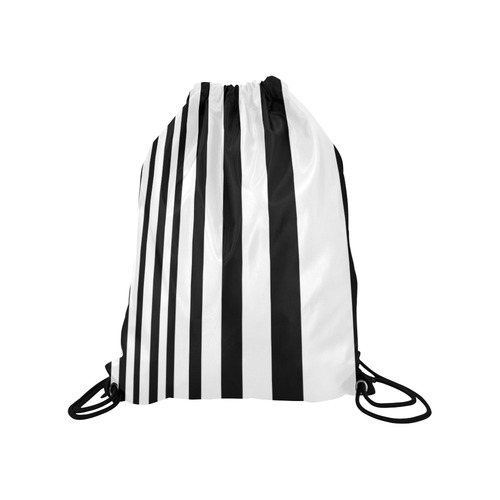 Black & White Stripes Medium Drawstring Bag Model 1604 (Twin Sides) 13.8"(W) * 18.1"(H)