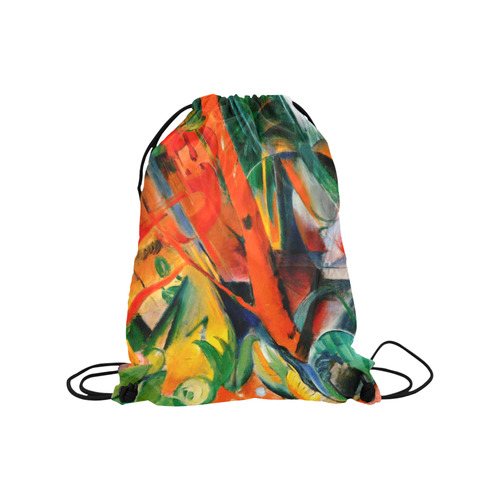 In The Rain by Franz Marc Medium Drawstring Bag Model 1604 (Twin Sides) 13.8"(W) * 18.1"(H)