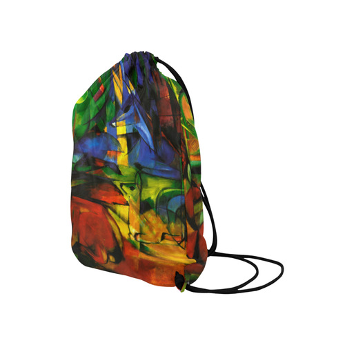 Deers in Wood by Franz Marc Medium Drawstring Bag Model 1604 (Twin Sides) 13.8"(W) * 18.1"(H)