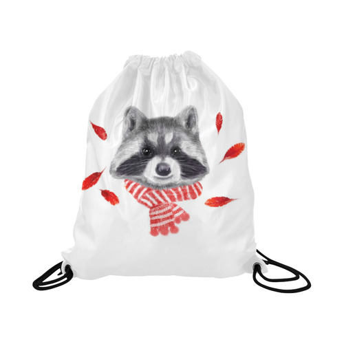 Indi raccoon Large Drawstring Bag Model 1604 (Twin Sides)  16.5"(W) * 19.3"(H)