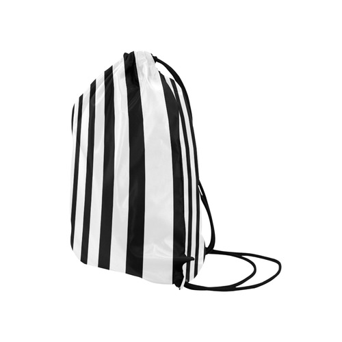 Black & White Stripes Medium Drawstring Bag Model 1604 (Twin Sides) 13.8"(W) * 18.1"(H)