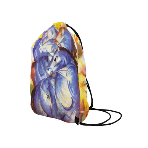 The Tower Of The Blue Horses by Franz Marc Medium Drawstring Bag Model 1604 (Twin Sides) 13.8"(W) * 18.1"(H)