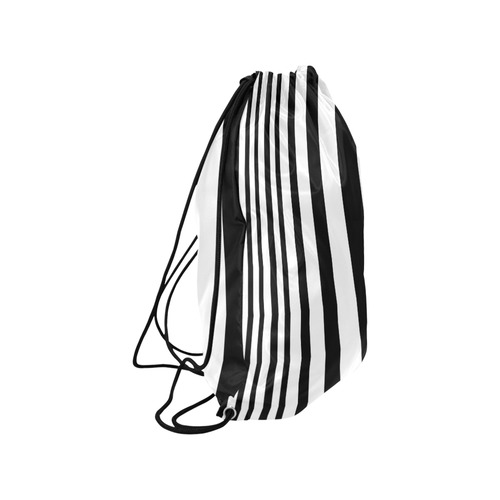 Black & White Stripes Medium Drawstring Bag Model 1604 (Twin Sides) 13.8"(W) * 18.1"(H)