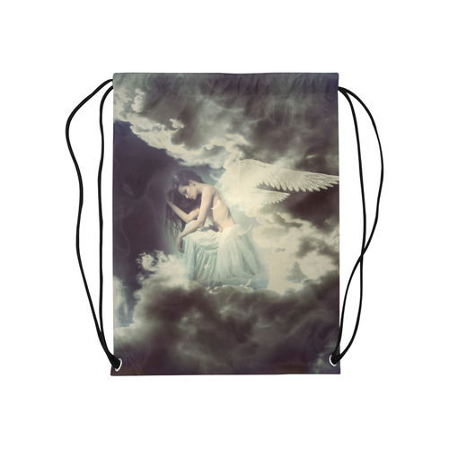 Sad Angel In Heaven Medium Drawstring Bag Model 1604 (Twin Sides) 13.8"(W) * 18.1"(H)