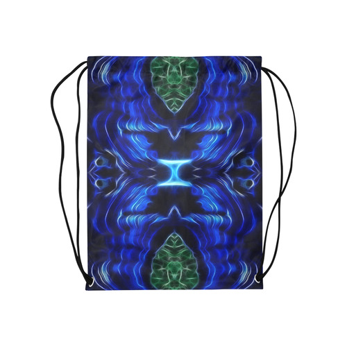 Darkblue-lightblue Lines in move Medium Drawstring Bag Model 1604 (Twin Sides) 13.8"(W) * 18.1"(H)