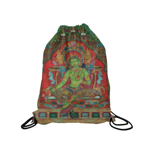 Green Tara from Tibetan Buddhism Medium Drawstring Bag Model 1604 (Twin Sides) 13.8"(W) * 18.1"(H)