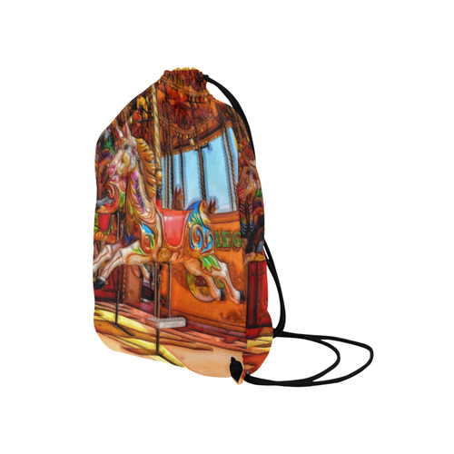 Take A Ride On The Merry-go-round Medium Drawstring Bag Model 1604 (Twin Sides) 13.8"(W) * 18.1"(H)