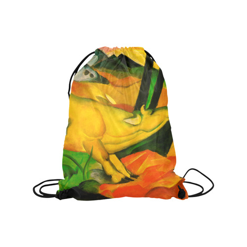 The Yellow Cow by Franz Marc Medium Drawstring Bag Model 1604 (Twin Sides) 13.8"(W) * 18.1"(H)