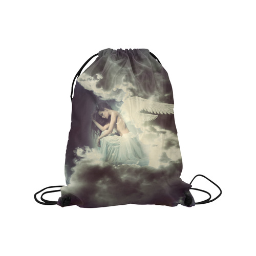 Sad Angel In Heaven Medium Drawstring Bag Model 1604 (Twin Sides) 13.8"(W) * 18.1"(H)