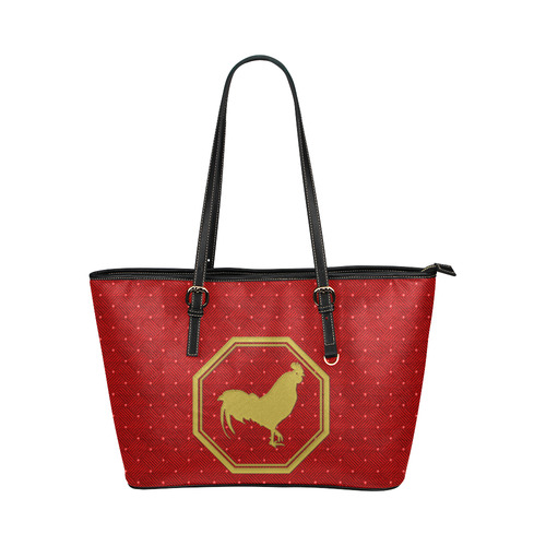 2017 year of the rooster Leather Tote Bag/Large (Model 1651)