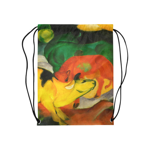 Red Yellow Green Cows by Franz Marc Medium Drawstring Bag Model 1604 (Twin Sides) 13.8"(W) * 18.1"(H)