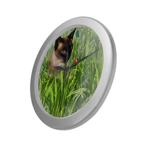 sophie in tall grass Silver Color Wall Clock