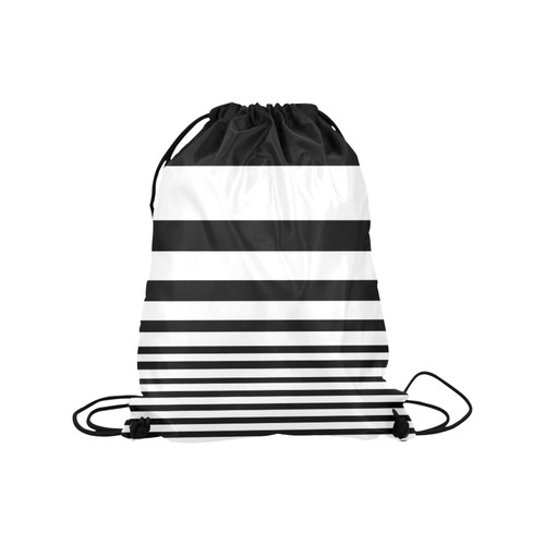Black & White Bars Medium Drawstring Bag Model 1604 (Twin Sides) 13.8"(W) * 18.1"(H)
