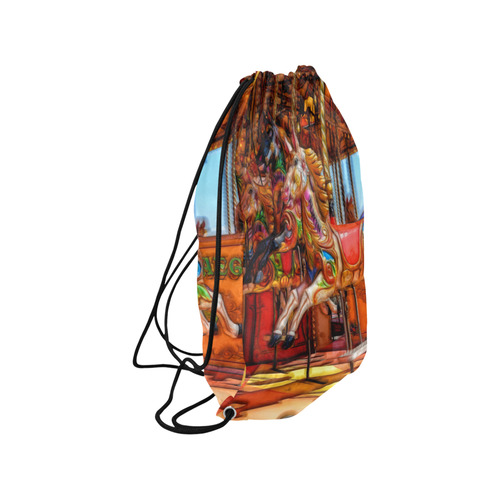 Take A Ride On The Merry-go-round Medium Drawstring Bag Model 1604 (Twin Sides) 13.8"(W) * 18.1"(H)