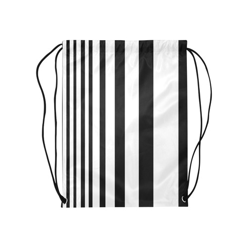 Black & White Stripes Medium Drawstring Bag Model 1604 (Twin Sides) 13.8"(W) * 18.1"(H)