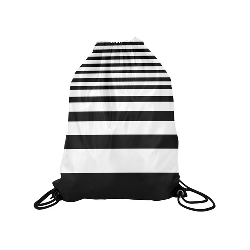 Black & White Bars Medium Drawstring Bag Model 1604 (Twin Sides) 13.8"(W) * 18.1"(H)