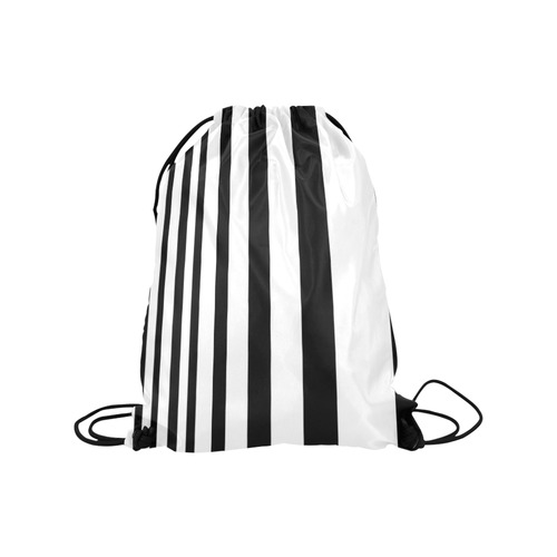 Black & White Stripes Medium Drawstring Bag Model 1604 (Twin Sides) 13.8"(W) * 18.1"(H)