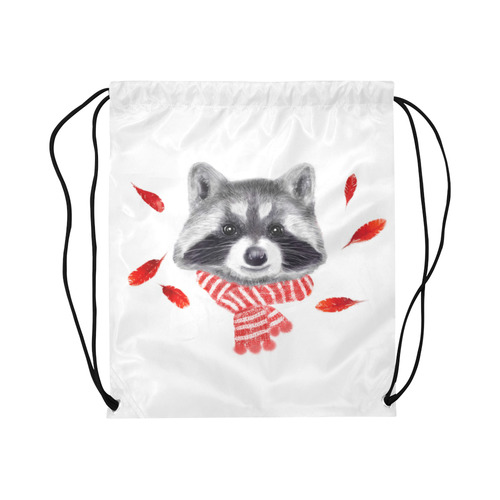 Indi raccoon Large Drawstring Bag Model 1604 (Twin Sides)  16.5"(W) * 19.3"(H)