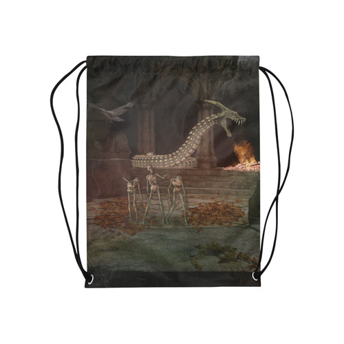 Dragon meets his Zombie Friends Medium Drawstring Bag Model 1604 (Twin Sides) 13.8"(W) * 18.1"(H)