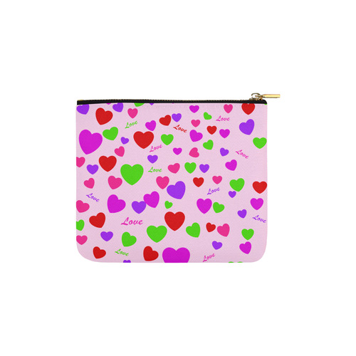 Love And Hearts Pink Carry-All Pouch 6''x5''