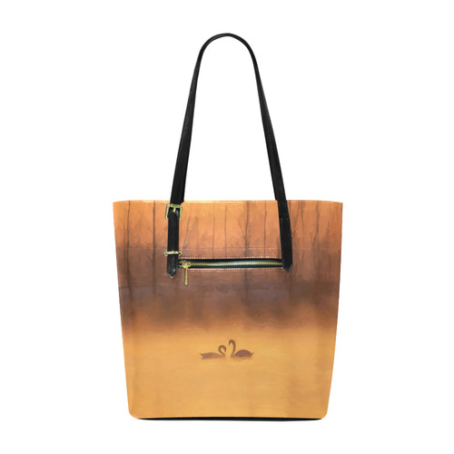 Swans At Sunset Landscape Euramerican Tote Bag/Small (Model 1655)